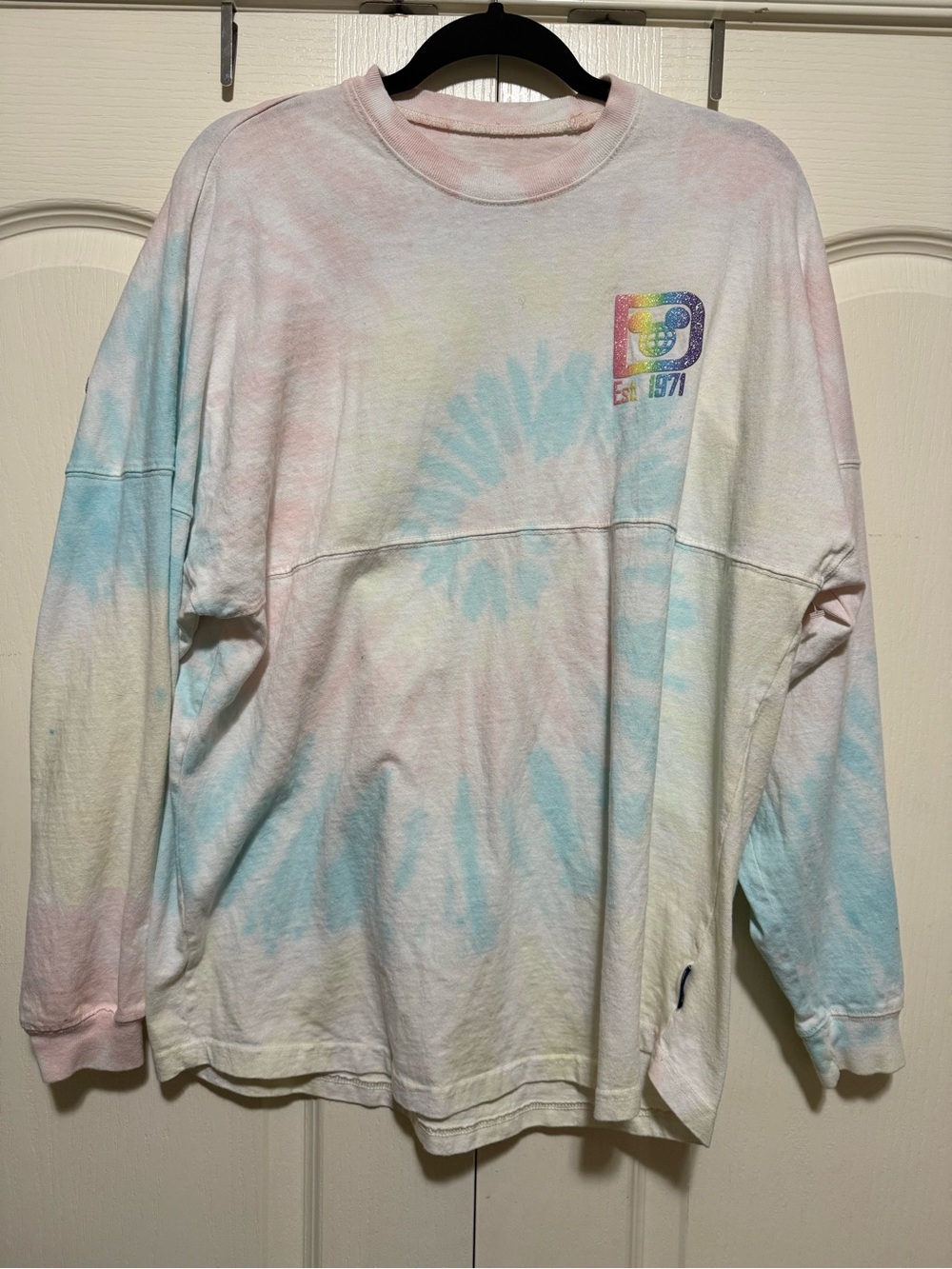 Disney Pastel Tie-Dye Long Sleeve Sweatshirt - Pink, Blue, Yellow